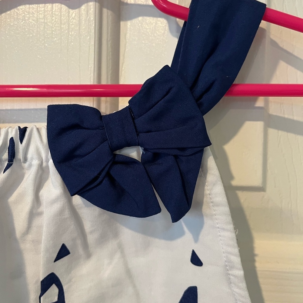 Girls Gymboree size 6 navy/white animal print dress - Picture 4 of 7